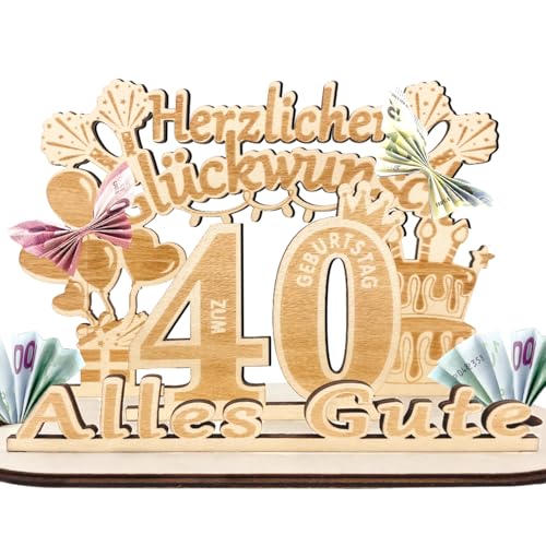 Hierein Originelle 40. Geburtstag Geldgeschenke Holz, Personalisierte Geldgeschenke und Geburtstag Deko, Geldgeschenke Verpackung Geburtstag zum 40 Geburtstag Mann Frauen, Holzschild Gästebuch von Hierein