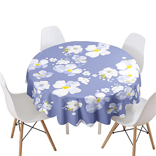 Highdi 3D Blumen Rund Tischdecke Abwaschbar, Wasserdicht Lotuseffekt Antifouling Rund Tischdecken Polyester Tischtuch für Home Küche Dekoration Garten (Durchmesser 160cm,Ölgemälde Blumen) von Highdi