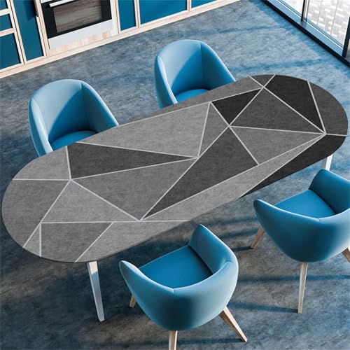 Highdi 3D Elastische Tischdecke Oval Abwaschbar, Spanntischdecke Oval Gartentischdecke Outdoor Oval Tischdecke mit Gummizug für Esszimmer, Küche (91x152cm(36"x60"),Modern 6) von Highdi