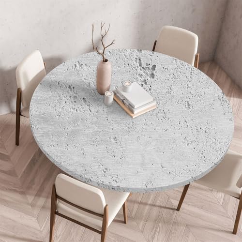 Highdi 3D Elastische Tischdecke Rund Abwaschbar, Spanntischdecke Rund Gartentischdecke Outdoor Round Tischdecke mit Gummizug für Esszimmer, Küche und Picknick (120cm,Roter Ziegelstein 7) von Highdi