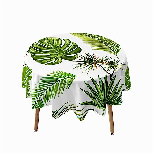 Highdi Blatt Runde Tischdecke Abwaschbar Tisch Decke, Rund Tischwäsche Geeignet für Küche, Esszimmer, Esstisch, Couchtisch, Gartentisch (Durchmesser 160cm,Monstera) von Highdi