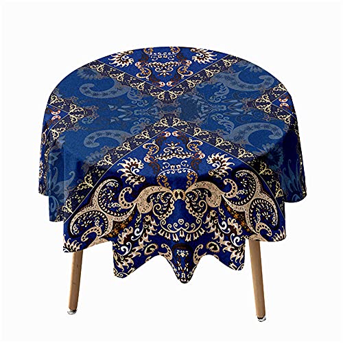 Highdi Modern Runde Tischdecke Abwaschbar Wasserabweisend Tisch Decke, Rund Tischwäsche Geeignet für Küche, Esszimmer, Esstisch, Couchtisch, Gartentisch (Paisley,Durchmesser 120cm) von Highdi