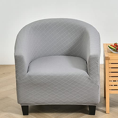 Highdi Sesselschoner Luxuriös Stretch Sesselhussen, Club Chair Schonbezug Jacquard-Strickstoff Sofabezug Einfarbig Sofaüberwurf für Clubsessel Loungesessel Cocktailsessel (Grau) von Highdi