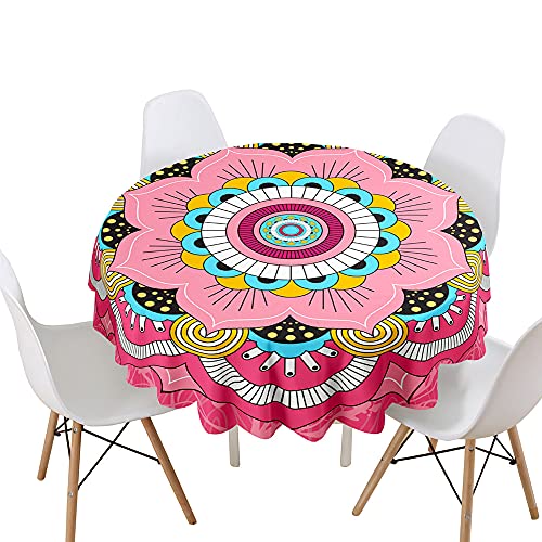 Highdi Tischdecke Rund Lotuseffekt, 3D Mandala Druck Wasserdicht Antifouling Pflegeleicht Abwaschbar Polyester Tischdecke, für Home Küche Dekoration (Lotus Blume,Durchmesser 100cm) von Highdi