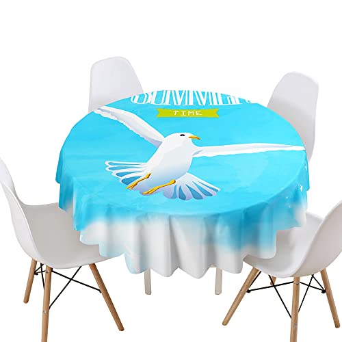 Highdi Tischdecke Rund Lotuseffekt, 3D Möwe Druck Wasserdicht Antifouling Pflegeleicht Abwaschbar Polyester Tischdecke, für Home Küche Dekoration (Himmelblau,Durchmesser 180cm) von Highdi