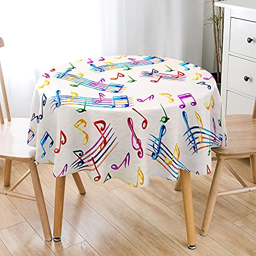 Highdi Tischdecke Rund Lotuseffekt, 3D Musik Druck Wasserdicht Antifouling Pflegeleicht Abwaschbar Polyester Tischdecke, für Home Küche Dekoration (Bunt,Durchmesser 170cm) von Highdi