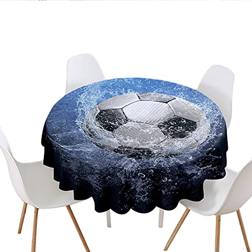 Highdi Tischdecke Rund Lotuseffekt Wasserdicht Antifouling Pflegeleicht Abwaschbar 3D Druck Tischdecke, für Home Küche Dekoration, Verschiedene Größen (Fußball,Durchmesser 100cm) von Highdi