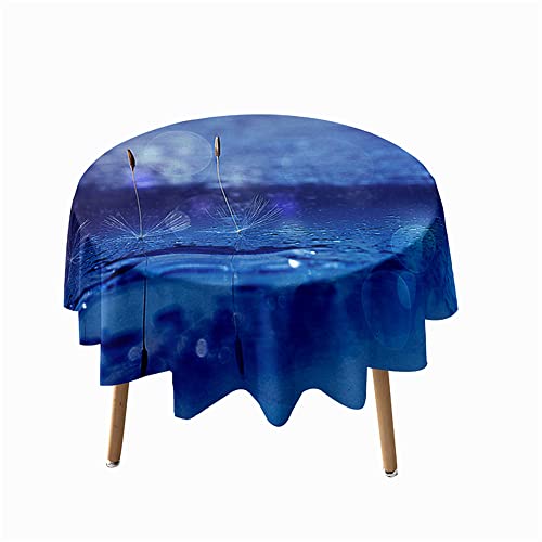 Highdi Tischdecke Rund Lotuseffekt Wasserdicht Antifouling Pflegeleicht Abwaschbar 3D Druck Tischdecke, für Home Küche Dekoration, Verschiedene Größen (Navy blau,Durchmesser 150cm) von Highdi