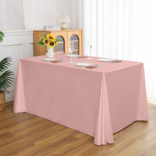 Highdi Tischdecke Satin Stoff, Abwaschbare Tischdecke Rechteckig Outdoor Tischdecke Party für Hochzeiten Hotels Bankette und Feiertage Dekoration (180 * 320cm,4 Rosa) von Highdi