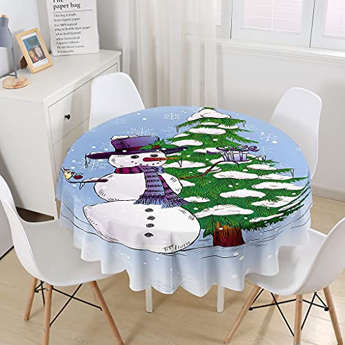 Highdi Weihnachten Tischdecke Rund 3D Wasserdicht Antifouling Pflegeleicht Abwaschbar Polyester Tischdecke, für Home Küche Dekoration (Weihnachtsbaum,120cm) von Highdi