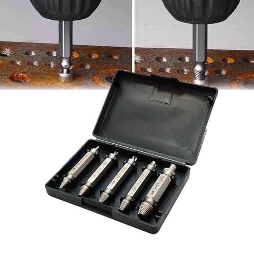 Schraubendreher-Kit, beschädigte Schraube Extraktor Set, gestrippt Schrauben Muttern & Bolzen Drill Bit Tools, Doppelkopf Schraube Extraktor (Sandblasting) von Hikaka