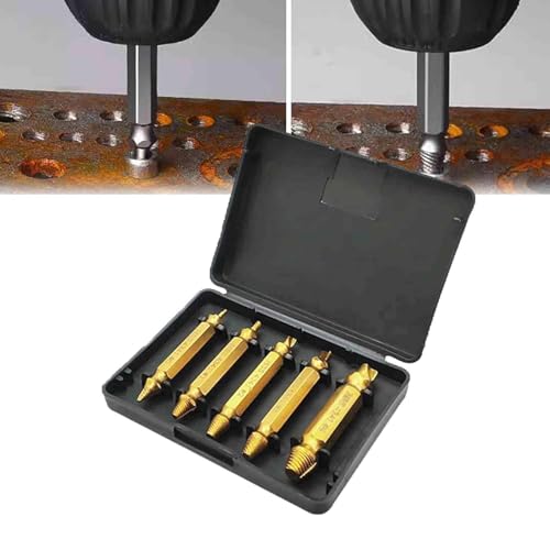 Schraubendreher-Kit, beschädigte Schraube Extraktor Set, gestrippt Schrauben Muttern & Bolzen Drill Bit Tools, Doppelkopf Schraube Extraktor (Titanium Coating) von Hikaka