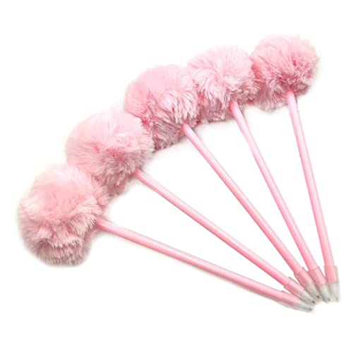 Hilai 5 PCs Gel stifte süße Pom-Pom-Kunststoff-Kugelschreiber Signature Kugelschreiber-Cartoon-Kinder Schüler mit Kugelschreiber-Gel-Tinten-Rollerball-Stiften von Hilai