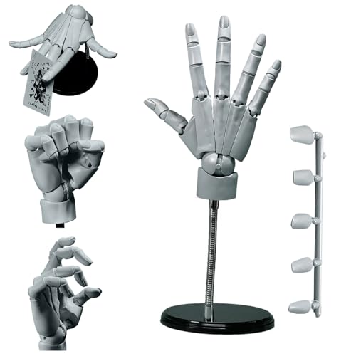 Handmodell 1: 1 artikuliertes Mannequin Handbewegungsgelenk 16x8in Manikin Hand mit Basis DIY PVC ABS Handmodell zum Zeichnen, Malerei, Skizzieren, Grau von Hilai