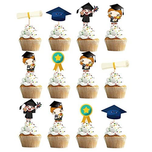 Hilai Abschlussdekorationen, 2023 Abschluss Cupcake Toppers Klasse von 2023 Cake Picks Abschlussfeier Dekorationen 12 Stück Stil 2 von Hilai