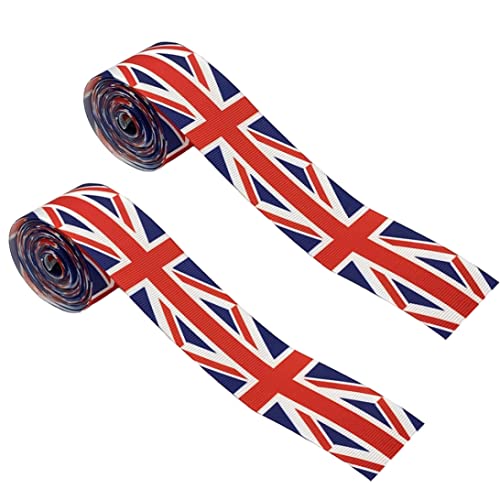 Hilai Bänder für Geschenkverpackung, 2pcs Union Jack Flagge Ribbon 6 Yard Flagge Form Ribbon König Charles III Krönung Dekoration Tricolor Dekoratives Nylonband für Geschenkverpackung von Hilai