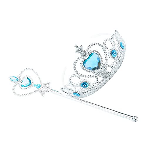 Hilai Party Kopfbedeckung, kleine Mädchen Prinzessin Crown Tiara und Zauberstab Set Princess Cosplay Dress Up Kostümzubehör Blau 1Set von Hilai