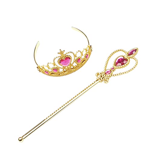 Hilai Party Kopfbedeckung, kleine Mädchen Prinzessin Crown Tiara und Zauberstab Set Princess Cosplay Dress Up Kostümzubehör Golden 1Set von Hilai