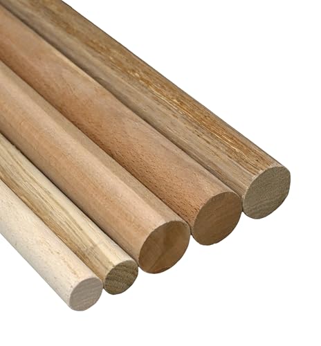 Hilwood Rundstab Rundstäbe Eiche Esche Buche Ø22 mm bis 60 mm (1m -1,19 m Länge) (Holzart: Buche, 100 cm, Durchmesser: 22 mm) von Hilcar