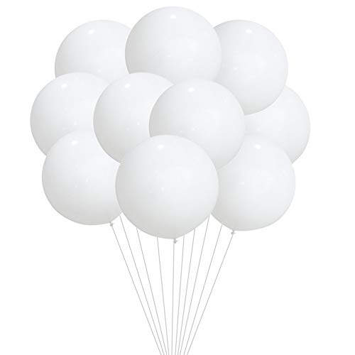 10 Stück Luftballons Weiß Ballons Hochzeit 24 Zoll Latex Luftballons Party Ballons Helium Riesen Ballons Rund Große Dicke Ballons Biologisch Abbaubar für Geburtstags Graduierung Vorschlag Dekoration von Hileyu