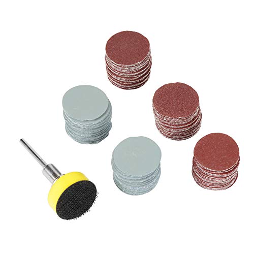 100pcs Schleifpapier Klett, Schleifmittel Sonstige Schleifmittel 25mm Runde Mixed Grit Schleif Pad + 1/8"Schaft Schleifscheiben, 2 Zoll Polieren Sander Pads (20 stücke/modell) von Hilitand