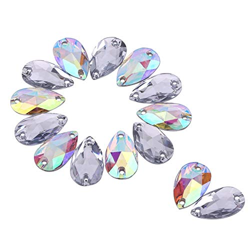 200 stücke Kristall Tropfenform Flatback Diamant mit Doppellöcher für Hochzeit DIY Party Decor, 2 Farben(Merhfarbig) von Hilitand