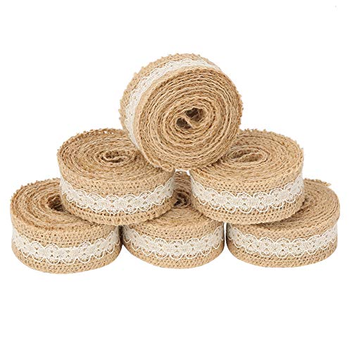 6 stücke Vintage Spitzenband 2 Mt / Rolle Rollen Hessischen Jute Band für Hochzeitsdekoration Handwerk von Hilitand