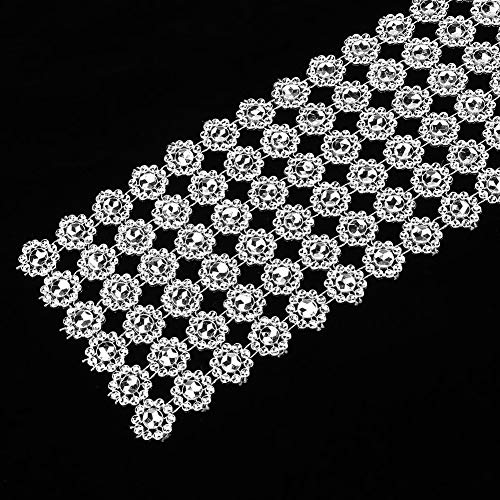 Hilitand 5 Yard/Rolle 6 Reihen Diamant Mesh Wrap Rolle Silber Kunststoff Band Dekoration Kuchenband Binden Party Dekorationen Weihnachten Hängen von Hilitand