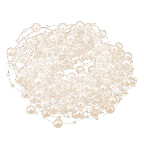 Hilitand Angelschnur Künstliche Perlenarmband Perle Perlenkette Girlande Brautstrauß für Hochzeit Dekoration DIY Handwerk(beige) von Hilitand