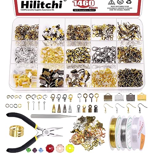 Hilitchi 1616-teiliges Schmuckherstellungszubehör-Set, Schmuckdrähte, Kristallperlen, Schmuckherstellung, Reparaturwerkzeuge, Schmuckzange, Schmuckzubehör und Perlendraht, Verpackung und von Hilitchi