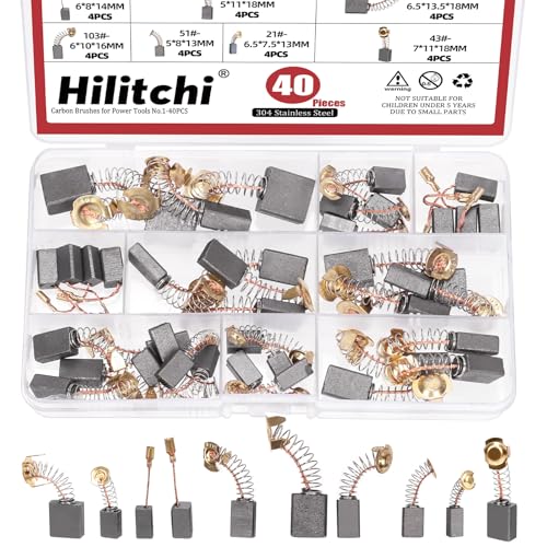 Hilitchi Kohlebürsten für Elektromotor, Graphit-Kohlebürsten, Ersatzkohlebürsten, Reparaturwerkzeug-Set, Kohlebürsten für Ersatzmotor, Reparatur, Elektrowerkzeugteil, 40 Stück von Hilitchi