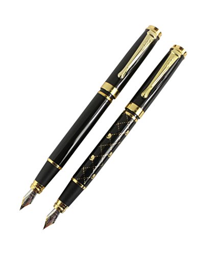 2 Stück jinhao 500 Füllfederhalter mittelfarbener Stift-Set (schwarz & gold Linie) gut Gleichgewicht glattes Schreiben von Hillento