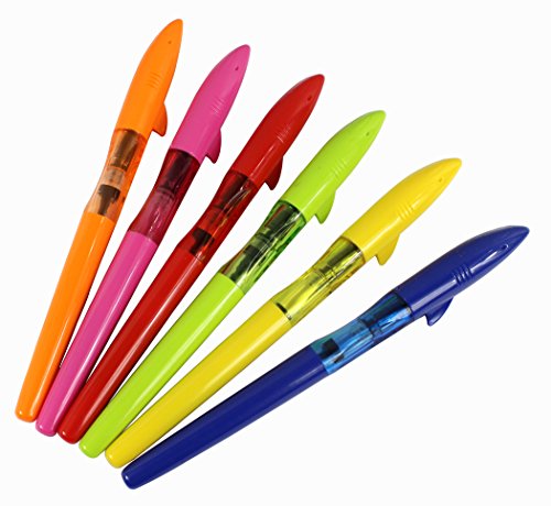 Hillento Jinhao Füllfederhalter Set, Haifisch Serie Kunststoff Mittelfeder Füllfederhalter, Diversity Farbe (orange, rosa rot, gelb, blau, rot, grün), Satz von 6 von Hillento