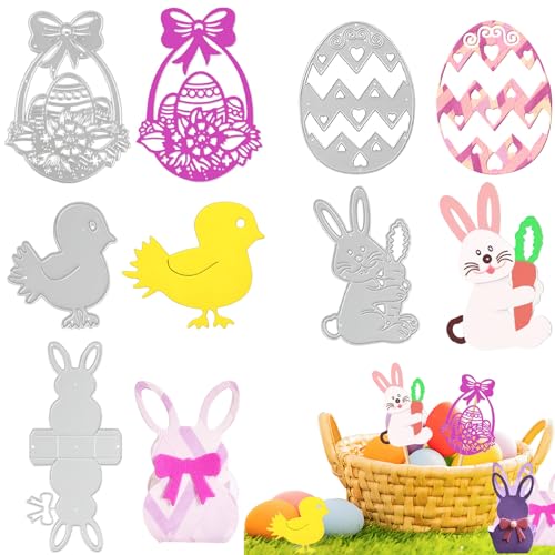 Ostern Stanzschablonen, Hillylolly Metall Schneiden Stirbt, 5 Stück Stanzformen Ostern, Stanzschablonen Schachteln Klein, Schneideschablonen Prägeschablone für DIY Scrapbooking Fotoalbum Dekoration von Hillylolly