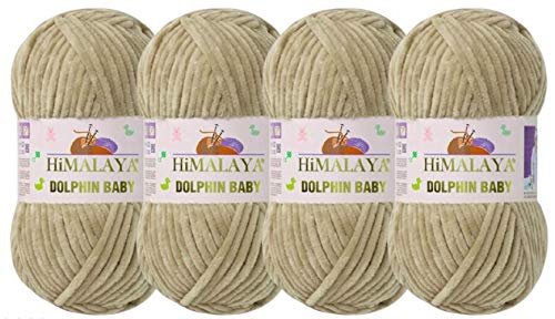 Himalaya Dolphin Baby Chenille-Samt-Decke, Amigurumi-Garn, super sperrig, 4 x 100 g, 4 Stück von Himalaya Dolphin Baby