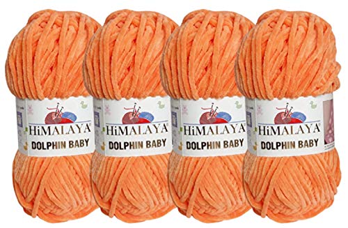 Himalaya Dolphin Baby Chenille-Samt-Decke, Amigurumi-Garn, super sperrig, 4 x 100 g, 4 Stück von Himalaya Dolphin Baby