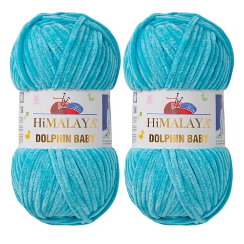 Himalaya Dolphin Baby Garn, samtweiches Chenille-Garn für Amigurumi-Plüsch-Spielzeug, Babydecken und gemütliche Häkel- und Strickprojekte (80315), 2er-Pack von Himalaya Dolphin Baby