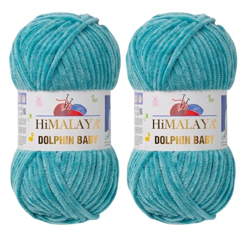 Himalaya Dolphin Baby Garn, samtweiches Chenille-Garn für Amigurumi-Plüsch-Spielzeug, Babydecken und gemütliche Häkel- und Strickprojekte (80354), 2er-Pack von Himalaya Dolphin Baby