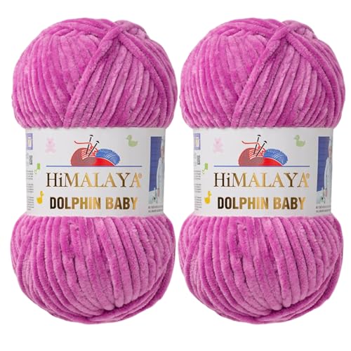 Himalaya Dolphin Baby Garn, samtweiches Chenille-Garn für Amigurumi-Plüsch-Spielzeug, Babydecken und gemütliche Häkel- und Strickprojekte (80356), 2er-Pack von Himalaya Dolphin Baby