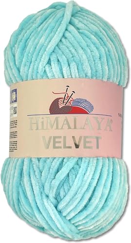 Himalaya 100 g Velvet Dolphin Wolle 40 Farben zur Auswahl Chenille Strickgarn Flauschgarn Glanz Accessoire Kleidung Decken (90006 Babyblau) von Himalaya Velvet