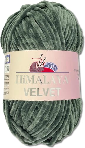Himalaya 100 g Velvet Dolphin Wolle 40 Farben zur Auswahl Chenille Strickgarn Flauschgarn Glanz Accessoire Kleidung Decken (90020 Dunkelgrau) von Himalaya Velvet