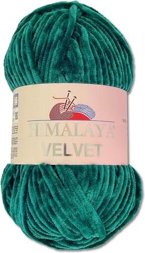 Himalaya 100 g Velvet Dolphin Wolle 40 Farben zur Auswahl Chenille Strickgarn Flauschgarn Glanz Accessoire Kleidung Decken (90048 Petrol) von Himalaya Velvet