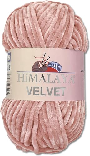 Wohnkult Himalaya 100 g Velvet Dolphin Wolle 40 Farben zur Auswahl Chenille Strickgarn Flauschgarn Glanz Accessoire Kleidung Decken (90049 | Altrosa) von Wohnkult