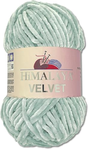 Himalaya Velvet Dolphin Wolle 100 g 40 Farben zur Auswahl Chenille Strickgarn Flauschgarn Glanz Accessoire Kleidung Decken (90025 Wolke) von Himalaya Velvet