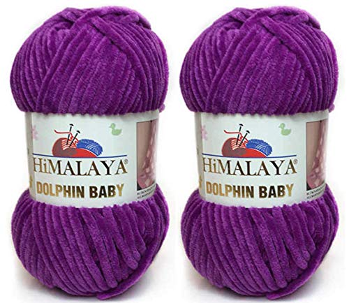 Himalaya 80358 Strickgarn, Delfin-Baby-Garn, 2 Knäuel, 260 m, 2 x 100 g, super sperriges Babydeckengarn von Himalaya Yarn