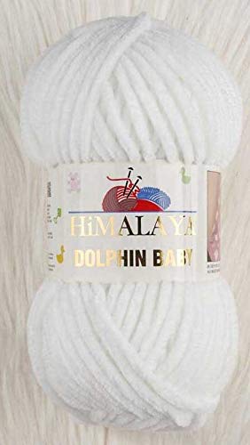 Himalaya Delphin Babygarn, 5 Stück 5 x 100 g, Babywolle, 500 g Wolle Super Bulky Baby Deckengarn 600 m Samtgarn, Himalaya Garn, Babygarn, Häkelgarn Samtgarn (80301) von Dolphin Baby