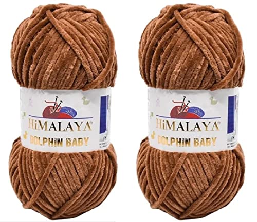 Himalaya Delphin Babygarn, 100 % Mikropolyester, 2 Stück, 264 Meter, 2 x 100 g, super sperrig: 6 Baby-Chenille-Garn (80337) von Himalaya Yarns