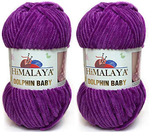 Himalaya Delphin Baby Garn, 100% MicroPolyester, 2 Knäuel, 260 Meter, 2 x 100 g, Super Bulky :6 Baby Chenille Garn (80358) von Himalaya Yarns