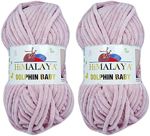 Himalaya Delphin Babygarn, 100 % Mikropolyester, 2 Stück, 264 Meter, 2 x 100 g, super sperrig: 6 Baby-Chenille-Garn (80349) von Himalaya Yarns