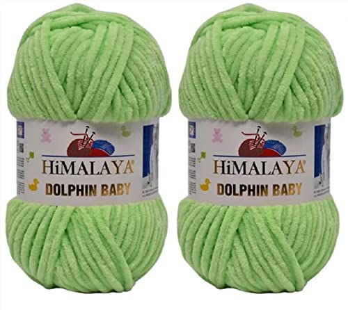 Himalaya Delphin Babygarn, 100 % Mikropolyester, 2 Stück, 264 Meter, 2 x 100 g, super sperrig: 6 Baby-Chenille-Garn (80350) von Himalaya Yarns